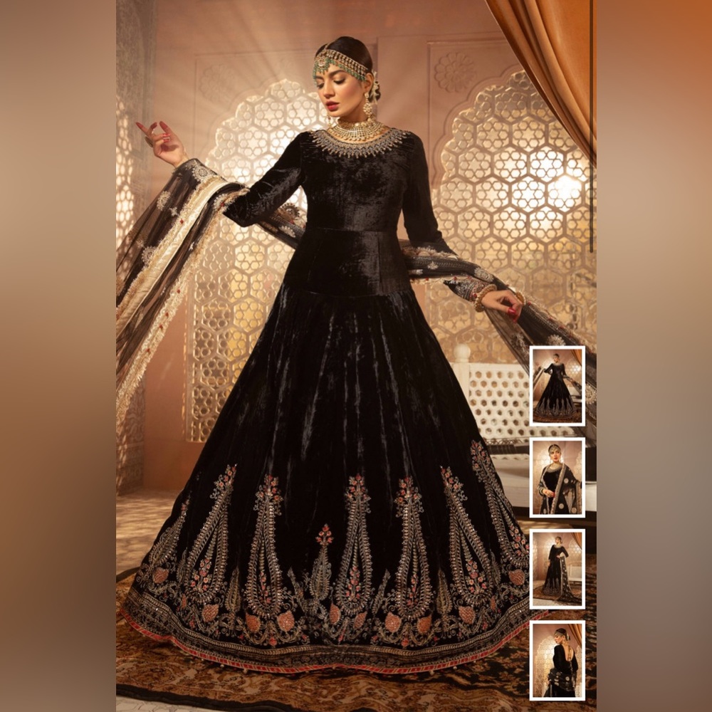 Maria B velvet black dress